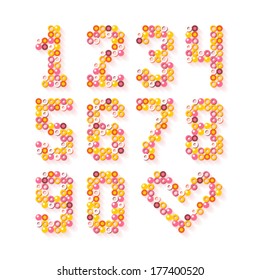 Mosaic Circle Polka Dot Bead Colorful Vector Numerals Typeface Font