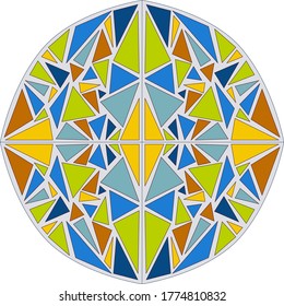 Ilustración del vector del círculo mosaico. Colorido patrón aislado. Impresión sobre papel, tela, cerámica.