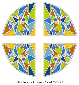 Ilustración del vector del círculo mosaico. Ventana de vidrio manchado. Colorido patrón aislado. Impresión sobre papel, tela, cerámica.