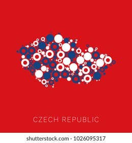 mosaic of circles of different sizes and colors in shape of map of Czech republic