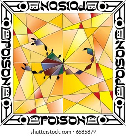 Mosaic of colored glass gather to the scorpion