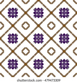 Mosaic of colored pixels. embroidery sample. Floral pattern. Vector illustration. For the textile industry, home needlework, patchwork.