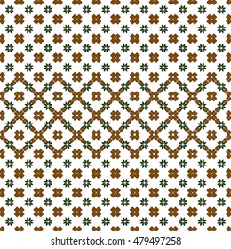 Mosaic of colored pixels. embroidery sample. Floral pattern. Vector illustration. For the textile industry, home needlework, patchwork.