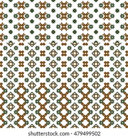 Mosaic of colored pixels. embroidery sample. Floral pattern. Vector illustration. For the textile industry, home needlework, patchwork.