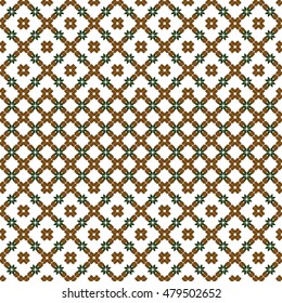 Mosaic of colored pixels. embroidery sample. Floral pattern. Vector illustration. For the textile industry, home needlework, patchwork.
