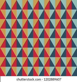 Mosaic of colored triangles, rhombus. Seamless pattern
