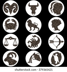 Mosaic colored zodiac signs