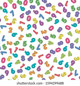 Mosaic of colorful 3D digits. Background of numbers. Vector seamless pattern.