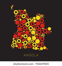 mosaic of colorful circles of different sizes in form of map of angola