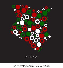 mosaic of colorful circles of different sizes in form of map of kenya