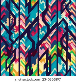 Mosaic colorful geometric seamless pattern