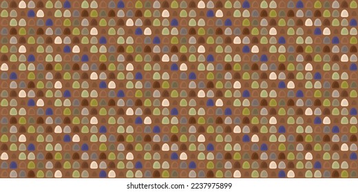 Mosaic of colorful mounds. Vector decor and print, stylish design of seamless surfaces.