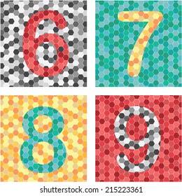 Mosaic colorful number set. 6-9 pack