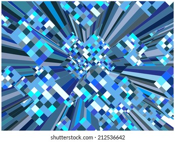Mosaic Colorful Urban City Of Skyscrapers Vector 191