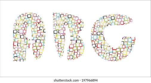 Mosaic Colorful Vector Alphabet-A,B,C