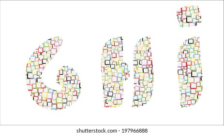 Mosaic Colorful Vector Alphabet-G,H,I