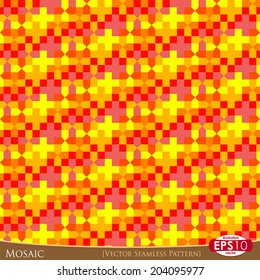 Mosaic colorful vector seamless pattern. Cross based elements.