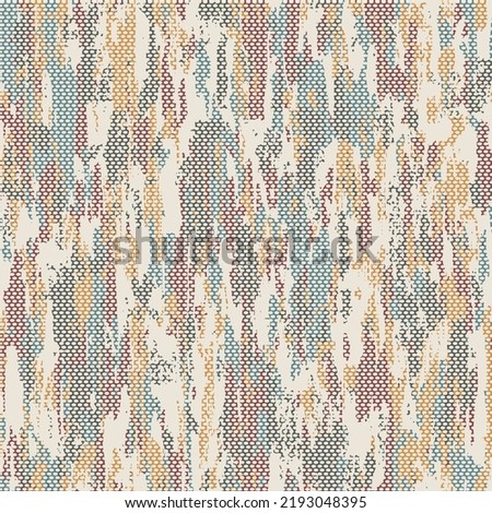 Mosaic colorful vertical pattern for textile, design and backgrounds. Seamless multicolor broken dotted striped texture pattern on beige background.