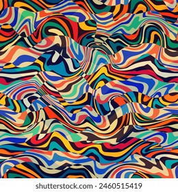 Mosaic coloured waves seamless pattern