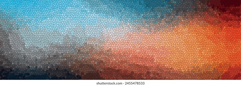 mosaic concept wall mural blended abstract layered shadow brush stroke bright and pale rainbow color tone 