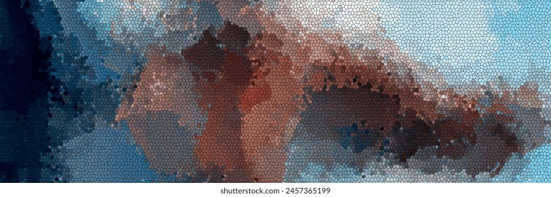 mosaic concept wall mural blended abstract layered shadow brush stroke dark brown bluish color tone