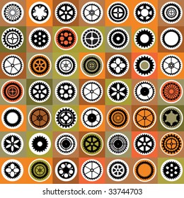 A mosaic consisting of gear of different color