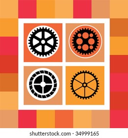 A mosaic consisting of gear of different color