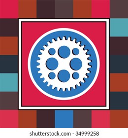 A mosaic consisting of gear of different color