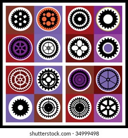 A mosaic consisting of gear of different color