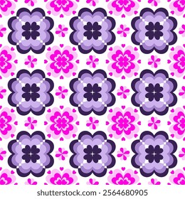 Mosaic contemporary pattern in colorful flowers and more graphics