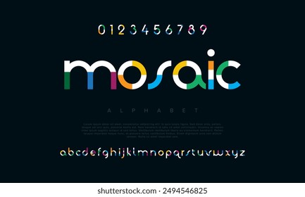 Mosaic creative modern geometric urban alphabet font. Digital abstract futuristic, game, techno, robot, music, logo, sport, minimal technology typography. Simple numeric vector illustration