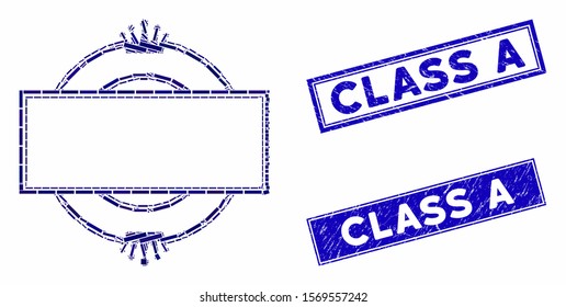 Mosaic crown round and rectangle frame pictogram and rectangle rubber prints. Flat vector crown round and rectangle frame mosaic pictogram of randomized rotated rectangle items.