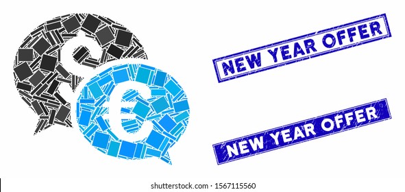 Mosaic currency transactions pictogram and rectangle seal stamps. Flat vector currency transactions mosaic pictogram of randomized rotated rectangle elements.