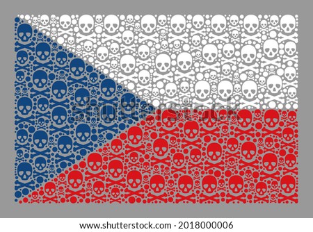 Mosaic Czech flag designed of toxic elements. Mortal vector straight collage Czech flag designed for piracy illustrations. Designed for political or patriotic projects.