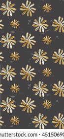 Mosaic daisies. Seamless pattern on a dark background of the texture. Floral background