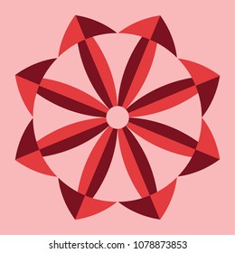 Mosaic Design, Mediterranean circle shape pattern ornament on red