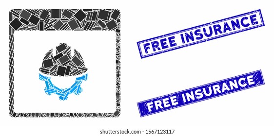 Mosaic development calendar page icon and rectangular seal stamps. Flat vector development calendar page mosaic icon of random rotated rectangular elements.