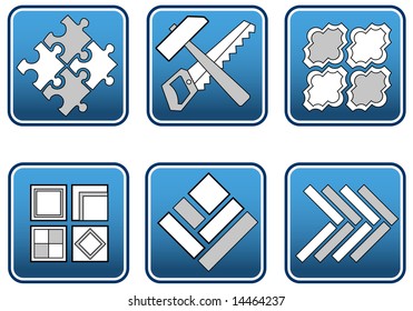 Mosaic from different kinds of building materials and tools, vector illustration