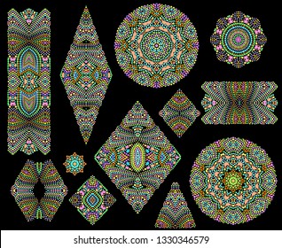 Mosaic different template  - colorful pattern with  dots. Vector set of   trendy  prints for decoration, gift, beadwork, needlework,  for women's clothing.