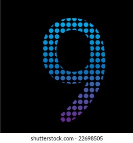 Mosaic digit - 9. Vector.