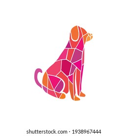 Mosaic dog logo in color design concept