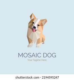 Mosaic Dog pet shop logo design template for brand or company and other