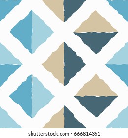 Mosaic of doodle triangles. Seamless abstract geometric pattern. Vector illustration. Textile rapport.