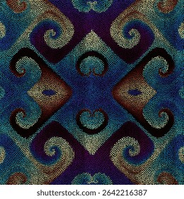 Patrón de adorno de puntos de mosaico como fondo texturizado. Ilustración vectorial. Patrón sin fisuras