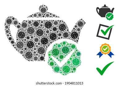 Mosaic for dummies only constructed from covid-2019 virus icons in different sizes and color hues. Vector infection parts are grouped into abstract mosaic for dummies only icon.