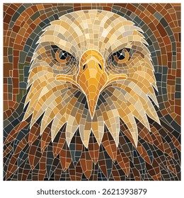 Mosaic Eagle Head A Detailed and Realistic Stained Glass Portrait illustration.