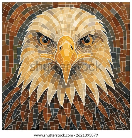 Mosaic Eagle Head A Detailed and Realistic Stained Glass Portrait illustration.