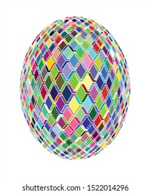 Mosaic Egg. Abstract background. Noise structure with cubes. Vector image