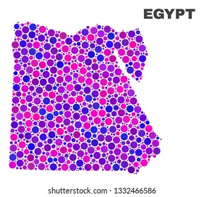 Mosaic Egypt map isolated on a white background. Vector geographic abstraction in pink and violet colors. Mosaic of Egypt map combined of scattered round points.