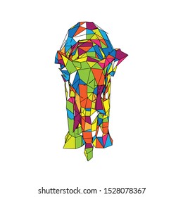 Mosaic Elephant, Abstract Pop Art Elephant Triangulation